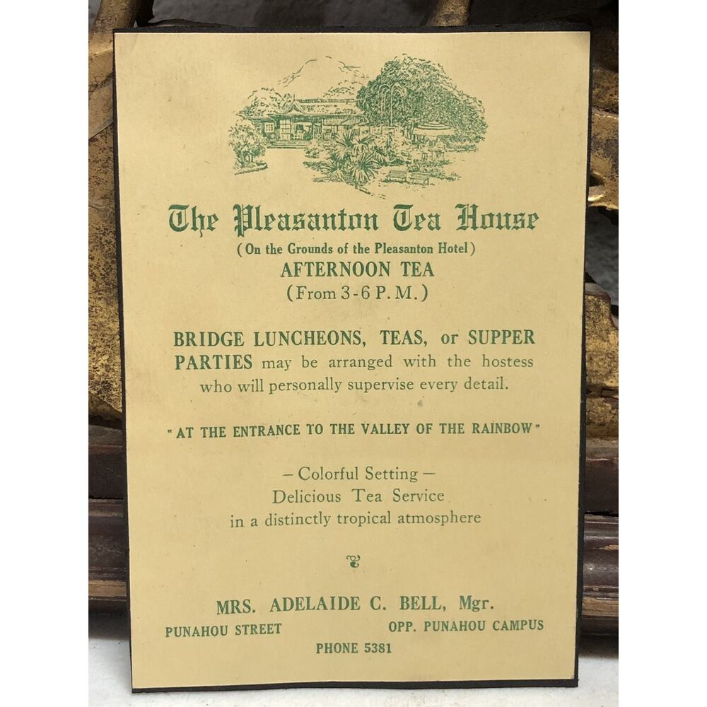 The Pleasanton Tea House Ephemera - Circa 1928